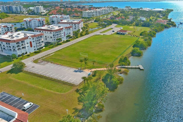 bird's eye view featuring a water view