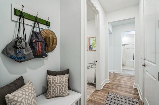 mudroom featuring light wood-type flooring