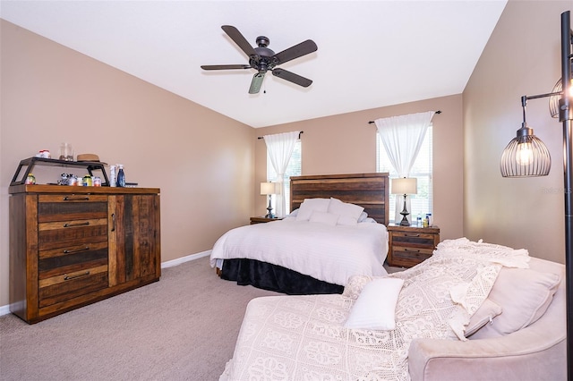 bedroom with carpet flooring and ceiling fan