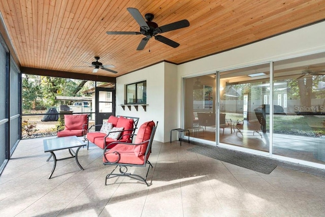 sunroom / solarium with wooden ceiling