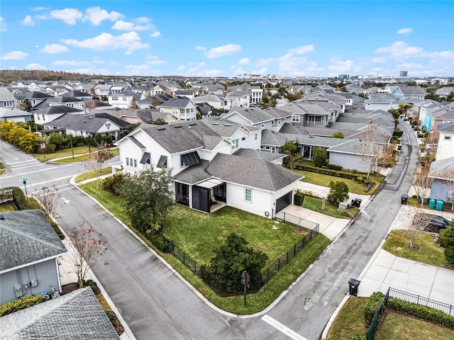 aerial view with a residential view