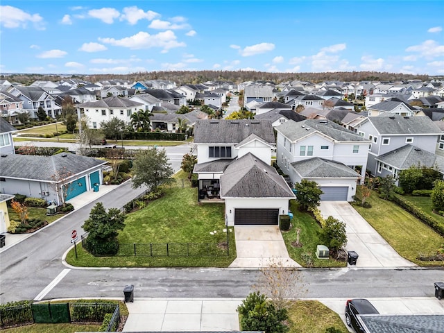 birds eye view of property with a residential view