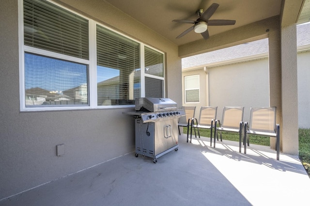 view of patio / terrace featuring ceiling fan