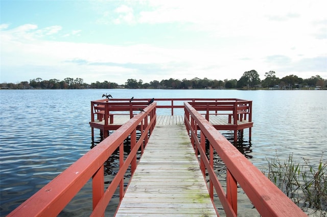 view of dock featuring a water view