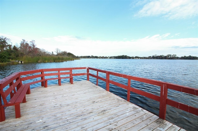 view of dock featuring a deck with water view