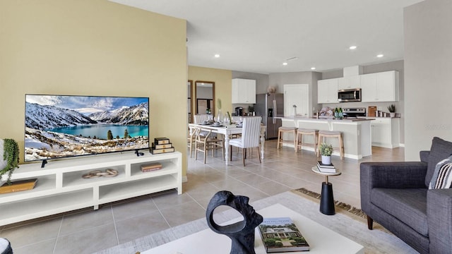 view of tiled living room