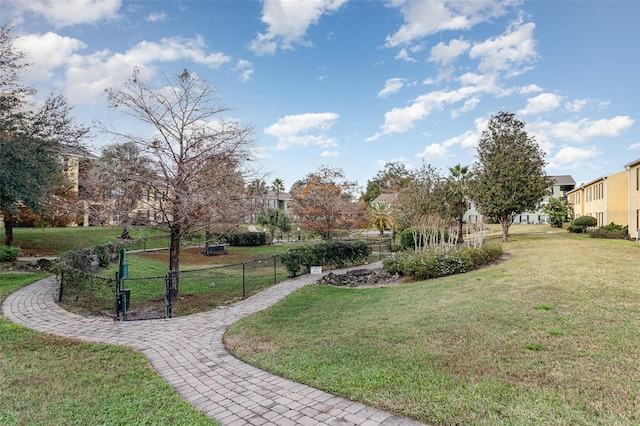 view of community with a lawn