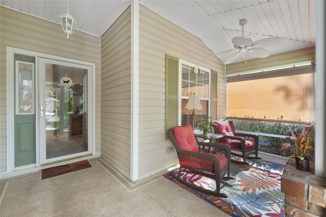 exterior space with ceiling fan and covered porch