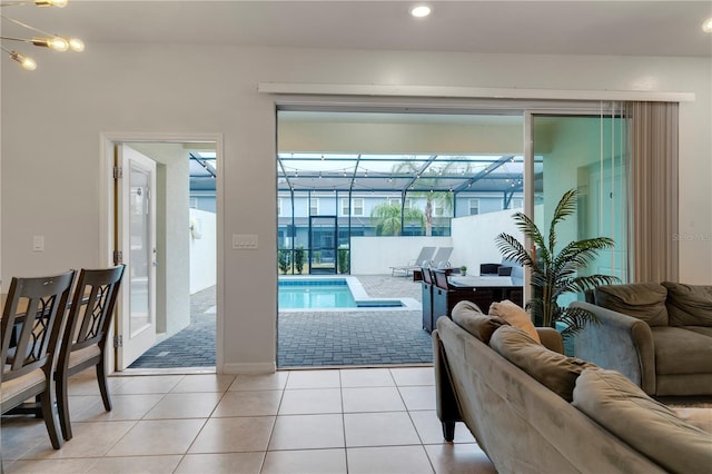 view of tiled living room