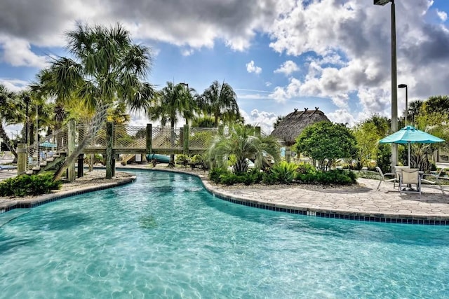 view of pool with a patio