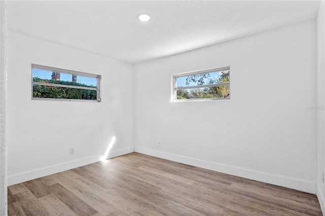 spare room featuring plenty of natural light and light wood-type flooring