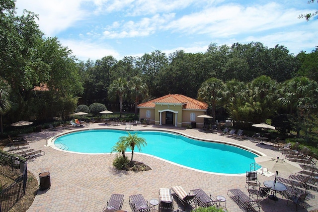 view of pool with a patio