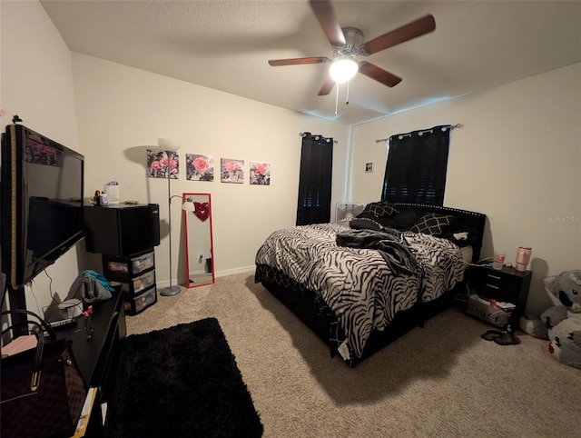 bedroom with carpet and ceiling fan