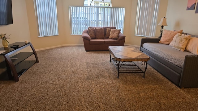 living room with carpet flooring