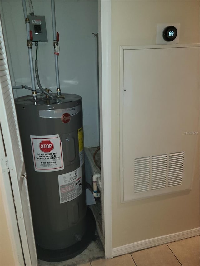 utility room with water heater