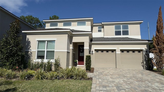 view of front of property with a garage