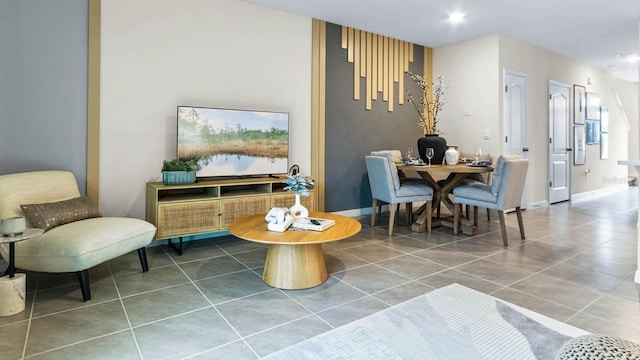 sitting room with tile patterned flooring