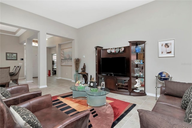 view of tiled living room