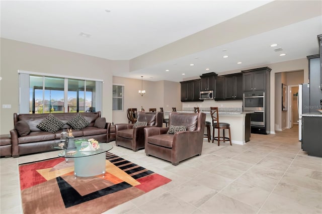 view of tiled living room