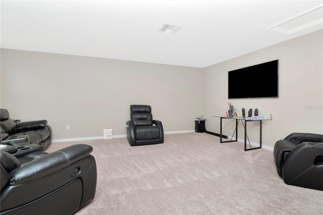 living room with light colored carpet