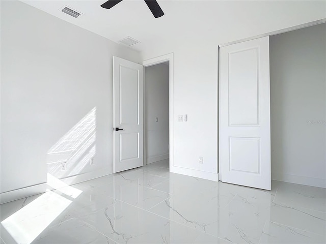 unfurnished bedroom with ceiling fan