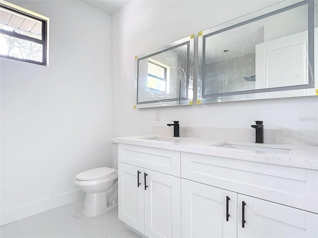 16760 Acapulco Rd, Punta Gorda, FL 33955 - full bathroom featuring double vanity, marble look tiles, and a marble finish shower