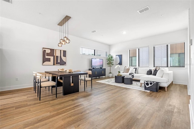 living room featuring light hardwood / wood-style floors