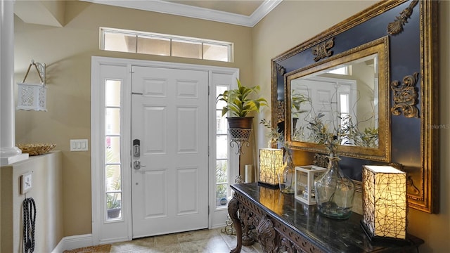 foyer entrance with ornamental molding