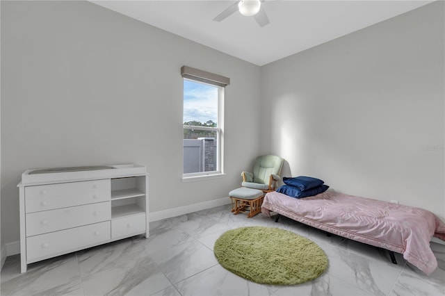 bedroom featuring ceiling fan