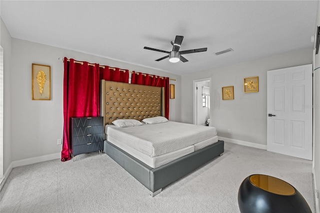 bedroom with carpet flooring and ceiling fan