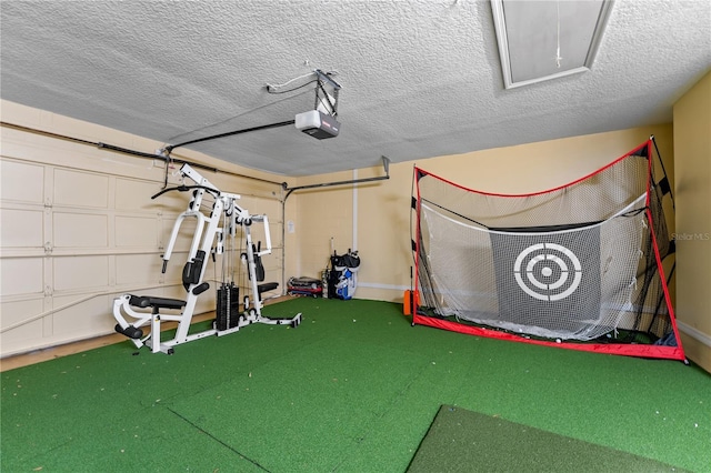 garage with a garage door opener