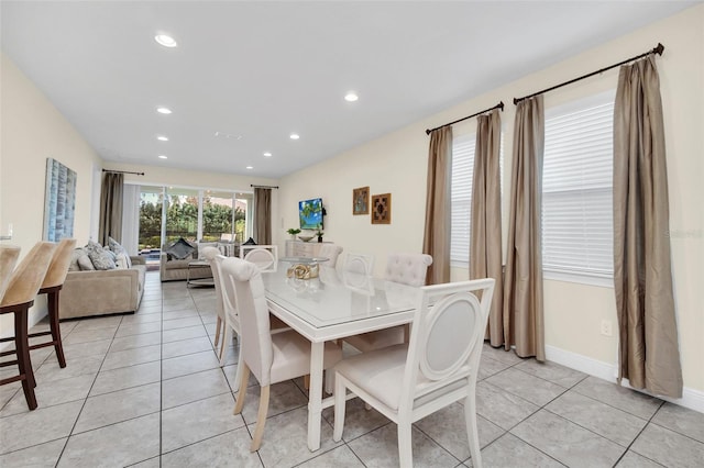 view of tiled dining space