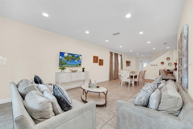 view of tiled living room