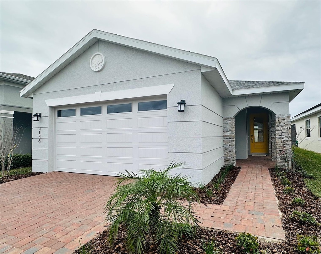 view of front of house with a garage