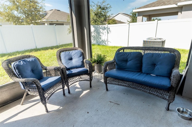 view of patio / terrace featuring central AC unit