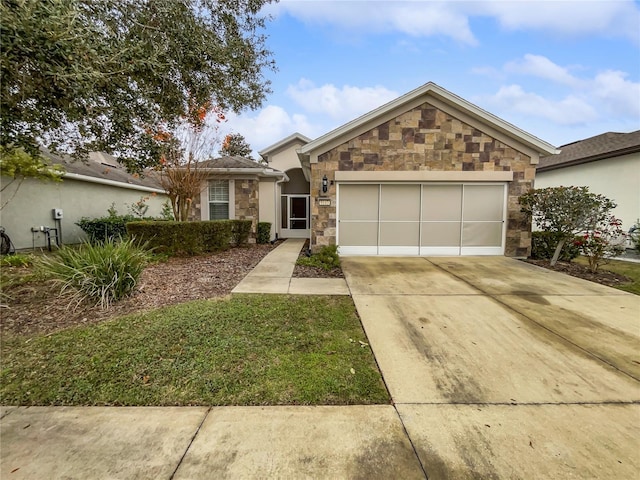 single story home featuring a garage