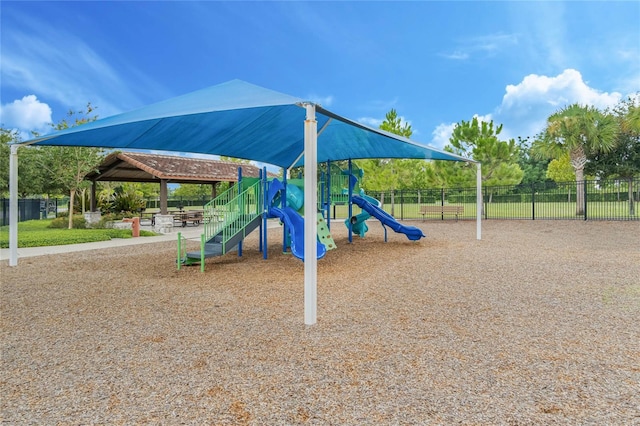 view of play area with a gazebo