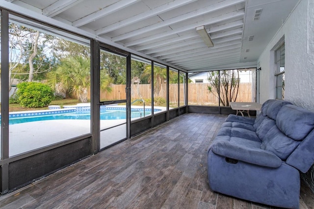 view of unfurnished sunroom