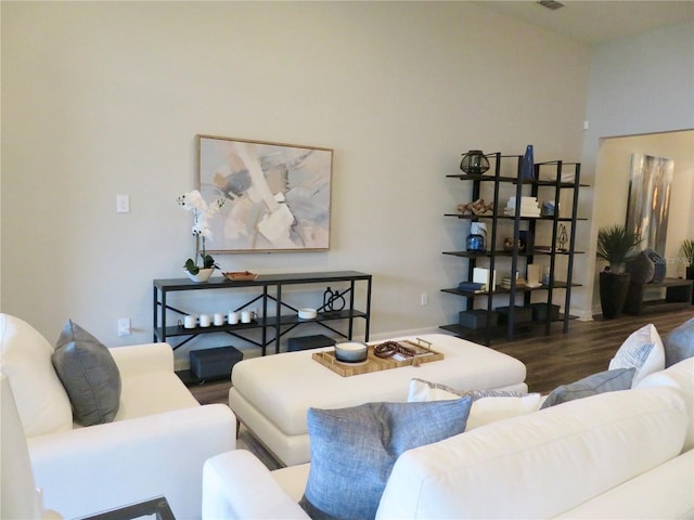 living area with wood finished floors