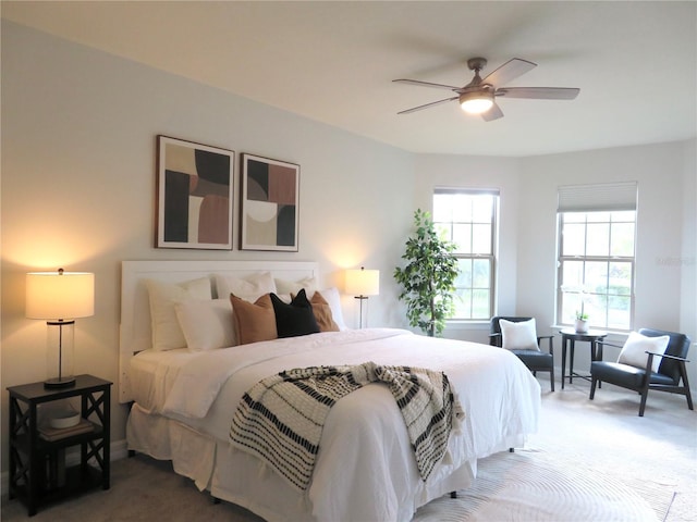 bedroom with carpet and ceiling fan