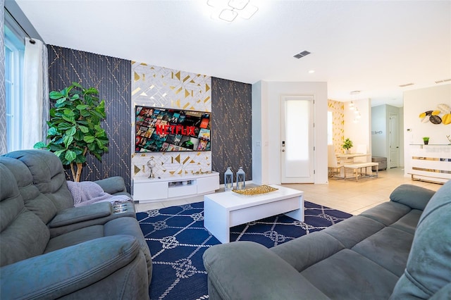 view of tiled living room