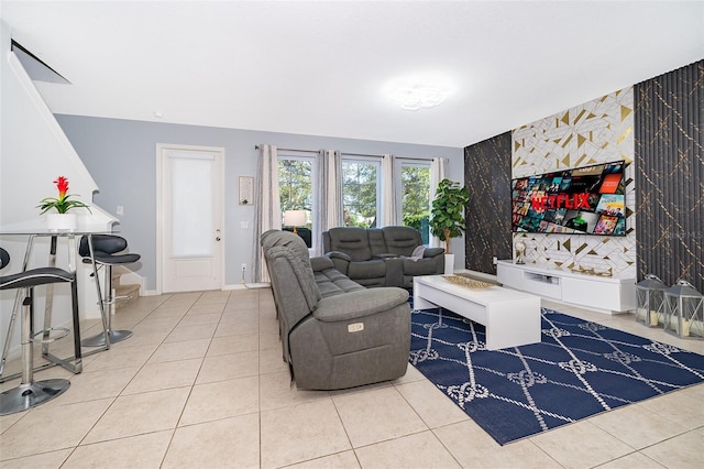 view of tiled living room