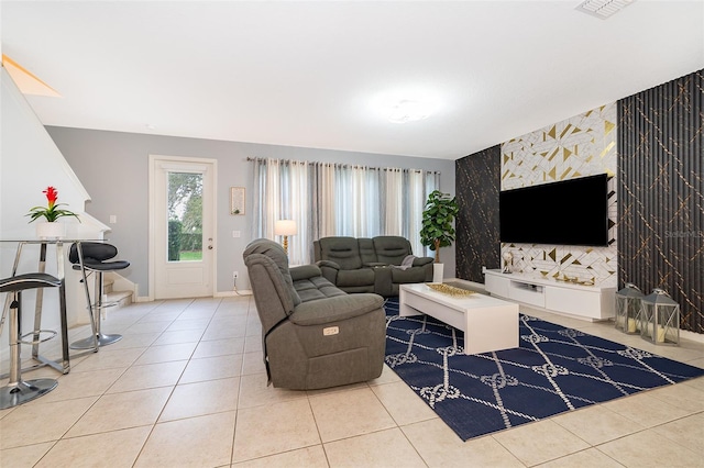 view of tiled living room