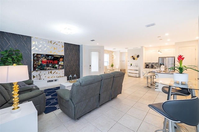 view of tiled living room