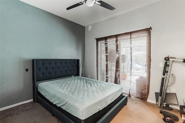 bedroom with carpet flooring and ceiling fan