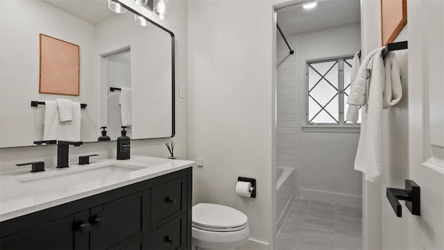 full bathroom with tile patterned flooring, vanity, toilet, and shower / bath combination