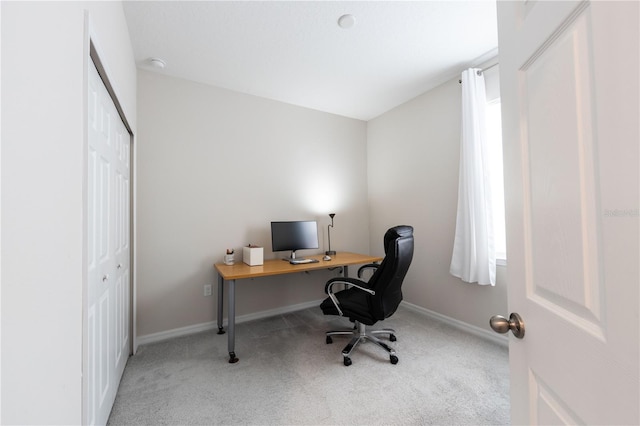 office space with carpet flooring