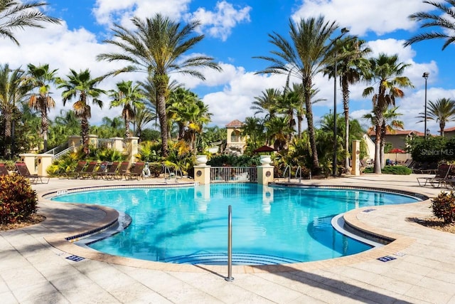 view of pool featuring a patio area