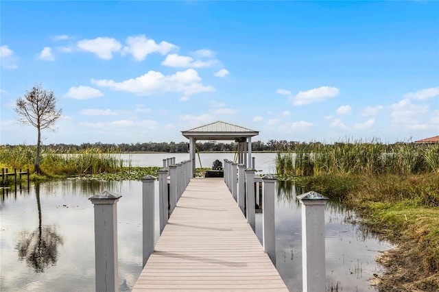 dock area featuring a water view