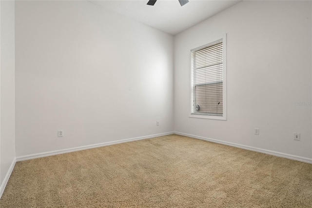 empty room featuring carpet and ceiling fan